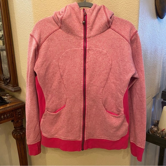 LULULEMON Women Pink Scuba Hoodie Zipped Jacket Size 10 - Picture 1 of 8